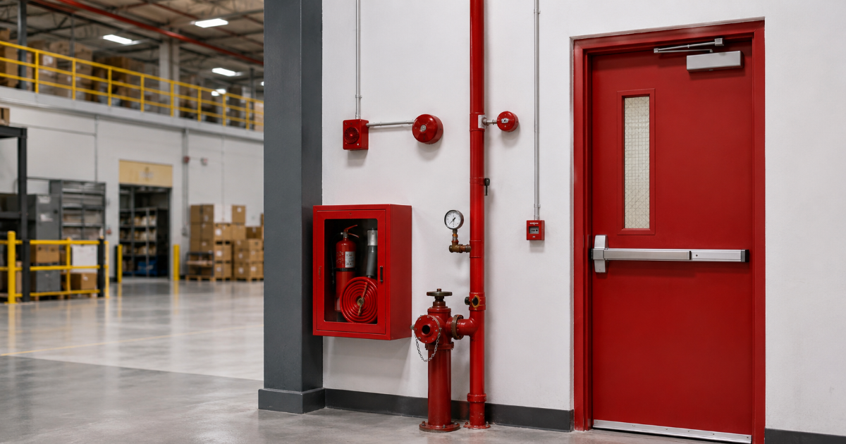 Complete fire safety solution with alarm detection and building protection system
